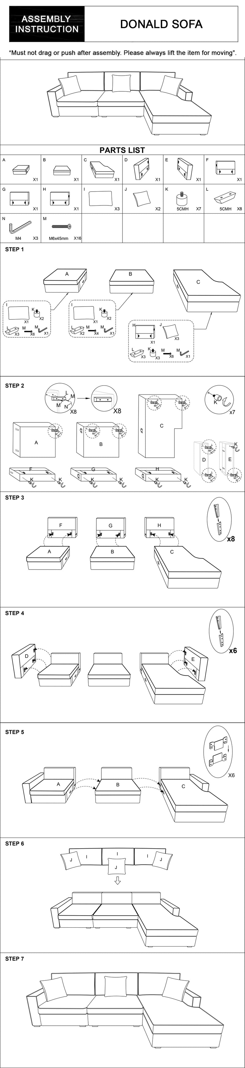 Donald Modular Fabric Chaise Sofa