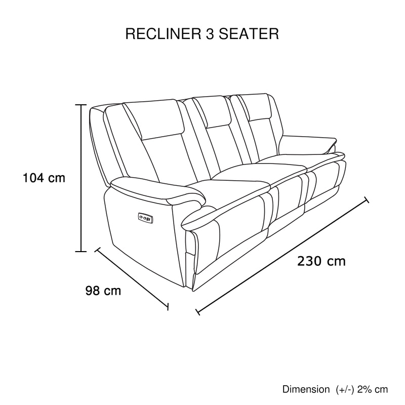 Haven 3+2+1 Seater Power Recliner Sofa Set with USB & Type-C Charging in Grey