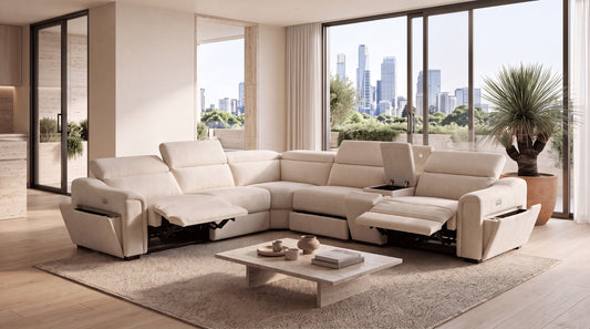 Henley Grey Fabric Modular Sectional Reclining Sofa with Storage