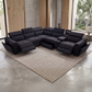 Henley Grey Charcoal Beige Fabric Modular Sectional Reclining Sofa with Storage