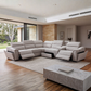 Henley Grey Charcoal Beige Fabric Modular Sectional Reclining Sofa with Storage