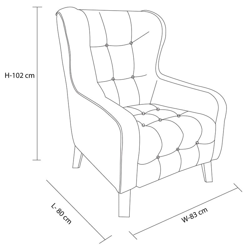 Dhalia Blue Tufted Armchair with Solid Wood Leg