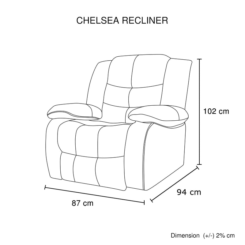 Chelsea 3R+1R+1R Seater Leatherette Recliner Console & LED Lights