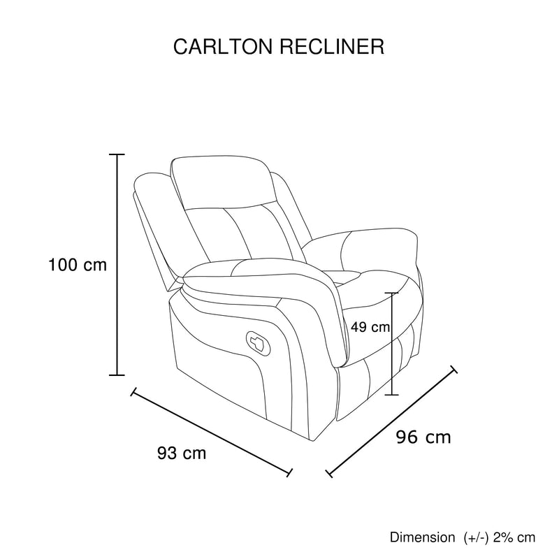 Carlton 3R+1R+1R Finest Fabric Recliner Sturdy Metal Construction