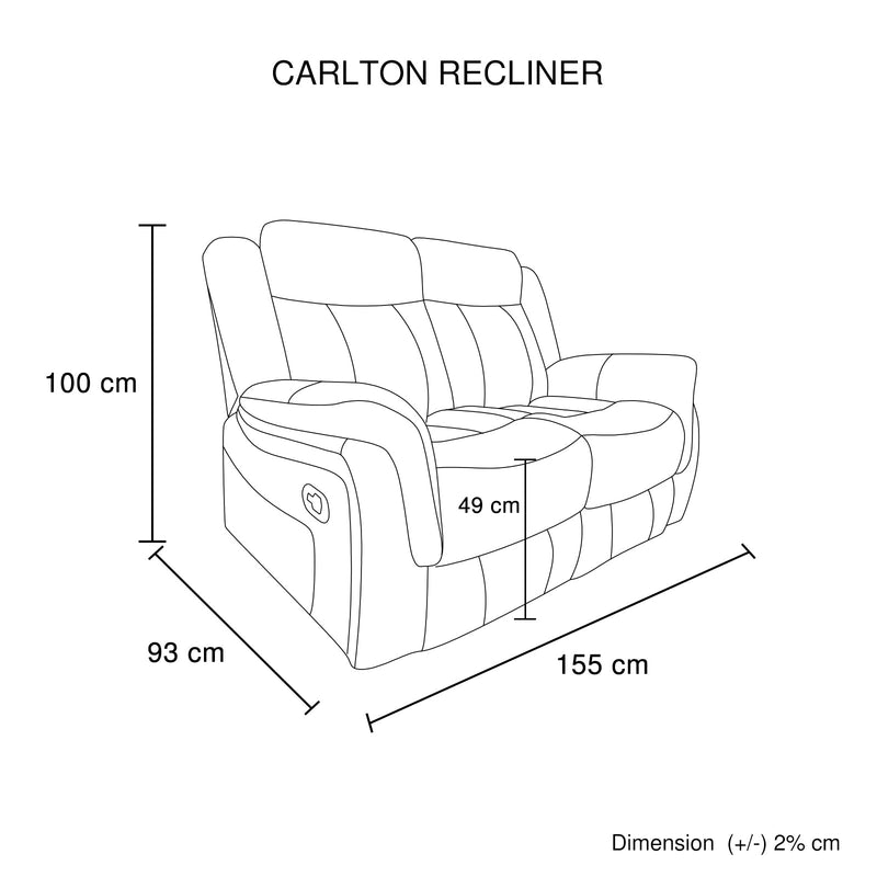 Carlton 3R+2R+1R Finest Fabric Recliner Sturdy Metal Construction