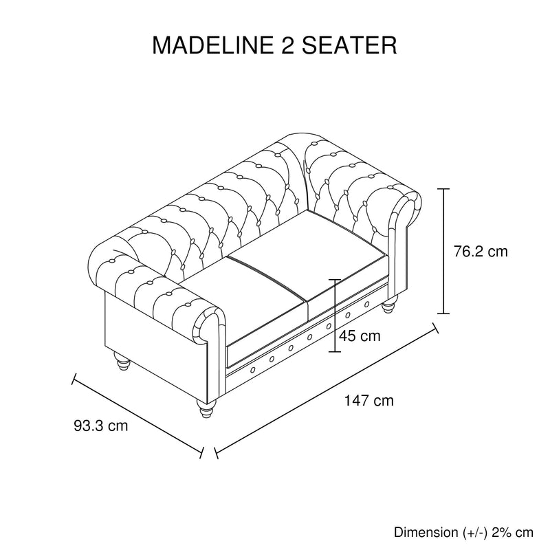 Madeline Chesterfield Style 3S+2S Leatherette Brown Colour Sofa