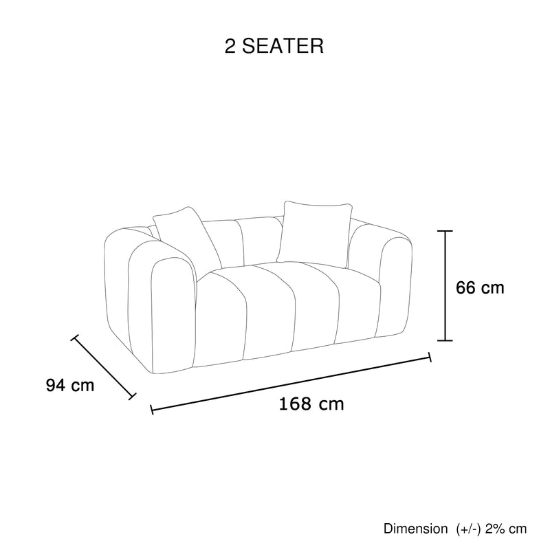 Bethany Modern Frameless Compressed Fabric 2 Seater Sofa