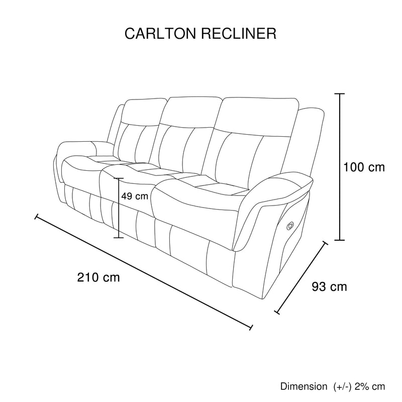 Carlton 3R+2R Finest Fabric Recliner Sturdy Metal Construction