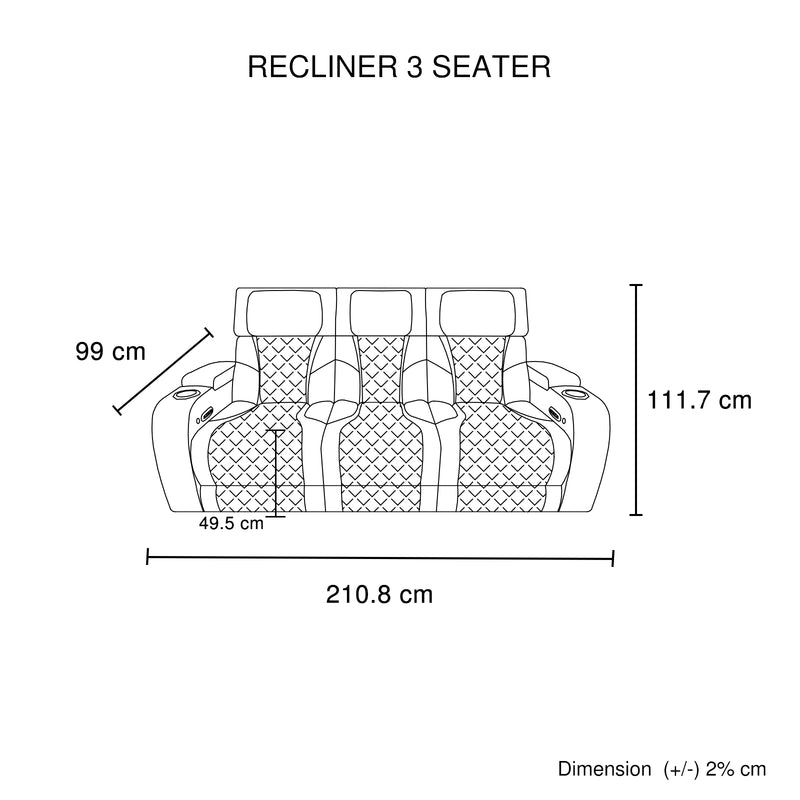 Empire 3R+2R Leatherette Electric Recliner Sofa Set LED Lighting