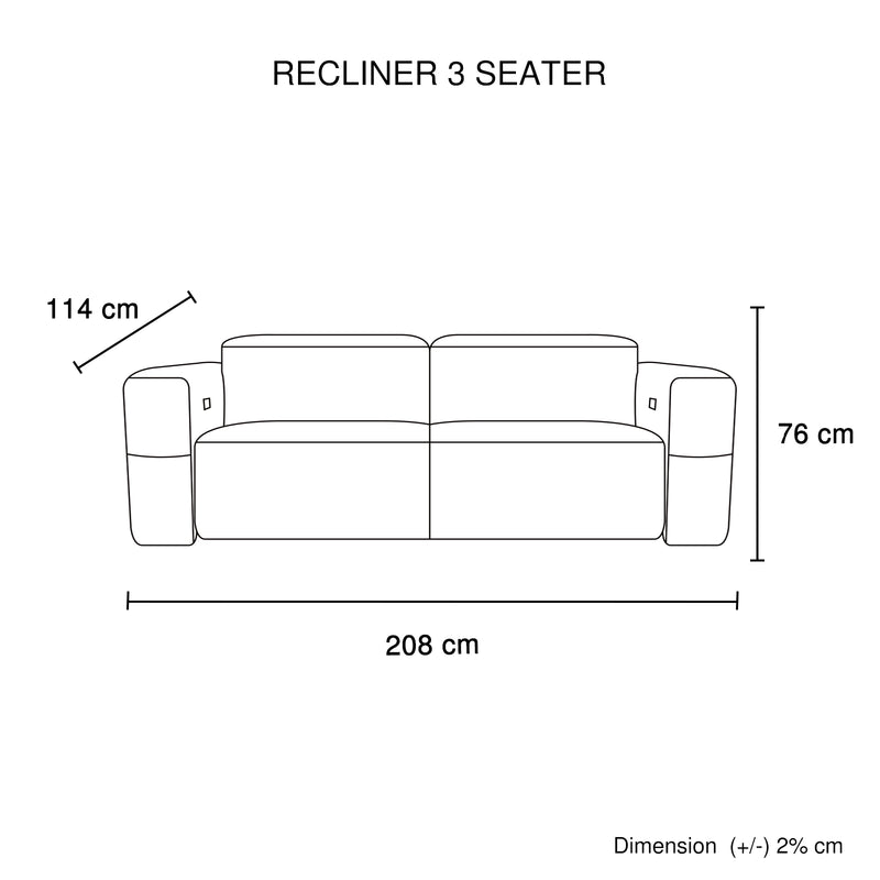 Delta 3+2 Seater Fabric Power Recliner with Power Headrest & Zero-Wall Design