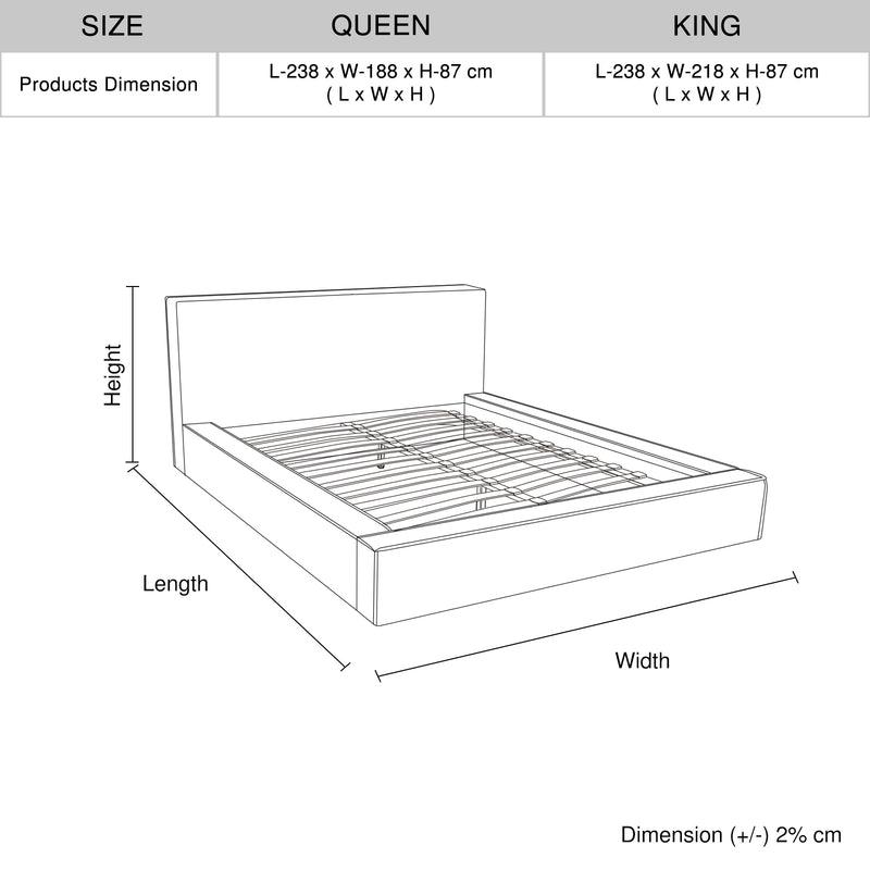 Ralph Bed Frame Fabric Upholstery Medium High Headboard in Serene White Colour