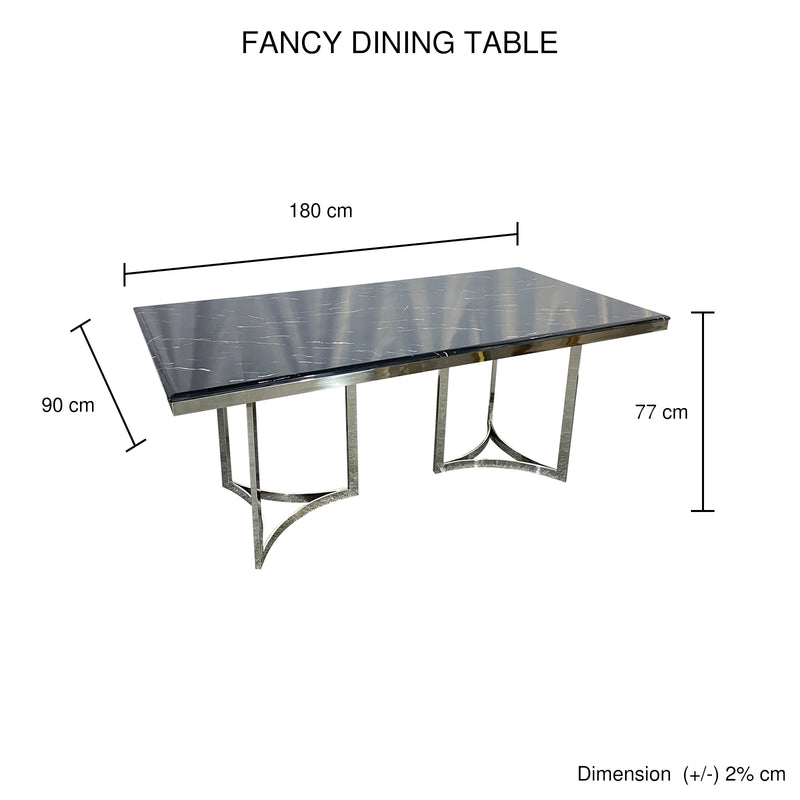 Fancy 7pcs Dining Set White Table Top Faux Marble Golden Steel Base