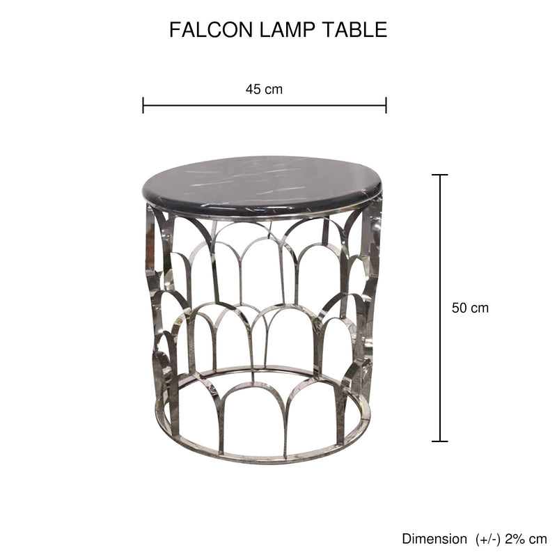 Falcon Round Lamp Table Marble Top Electroplating Silver