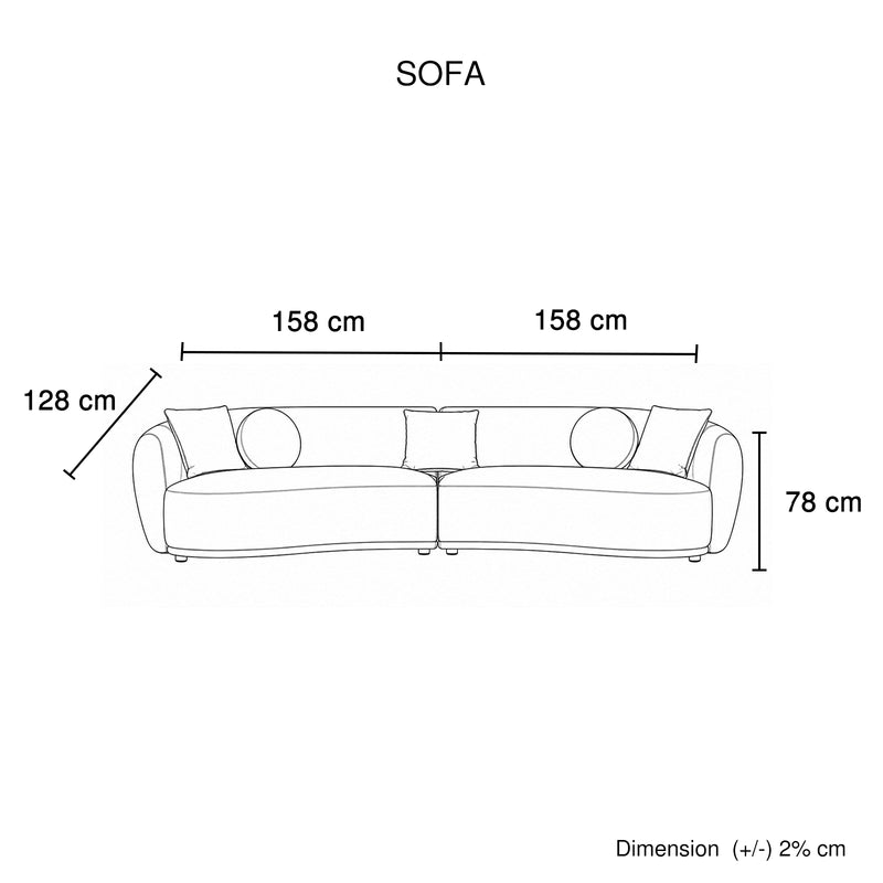 Dove Curved Fabric Sofa