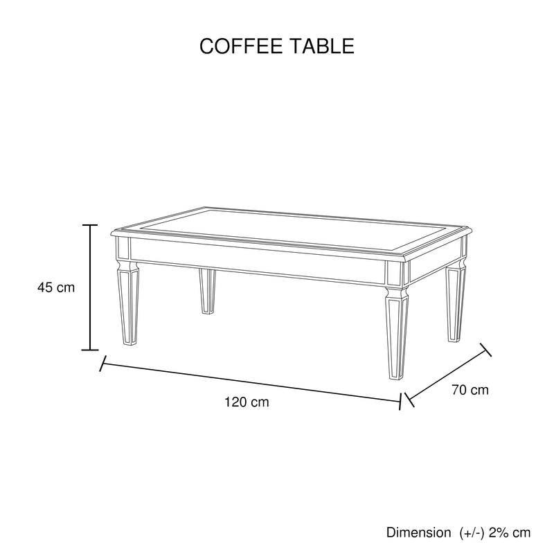 Antique Coffee Table MDF Construction Wooden Legs Gold Colour