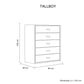 Estella Tallboy MDF Construction Fabric Upholstery Five Storage Drawers Iron Feet