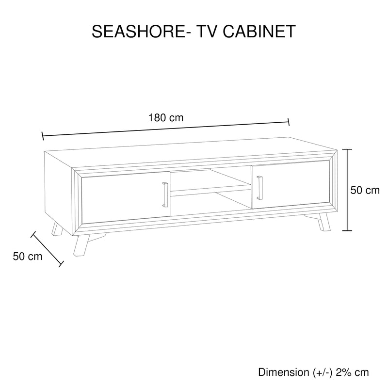 Seashore Solid Acacia Timber TV Cabinet With Silver Brush Colour