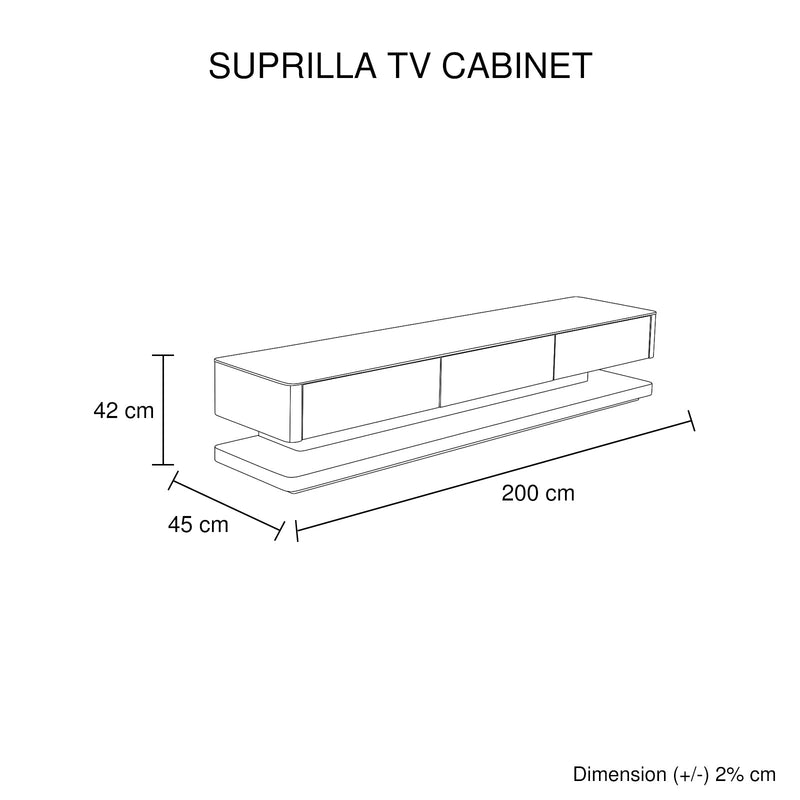 Suprilla Glossy Tempt Glass TV Cabinet With Multiple Color