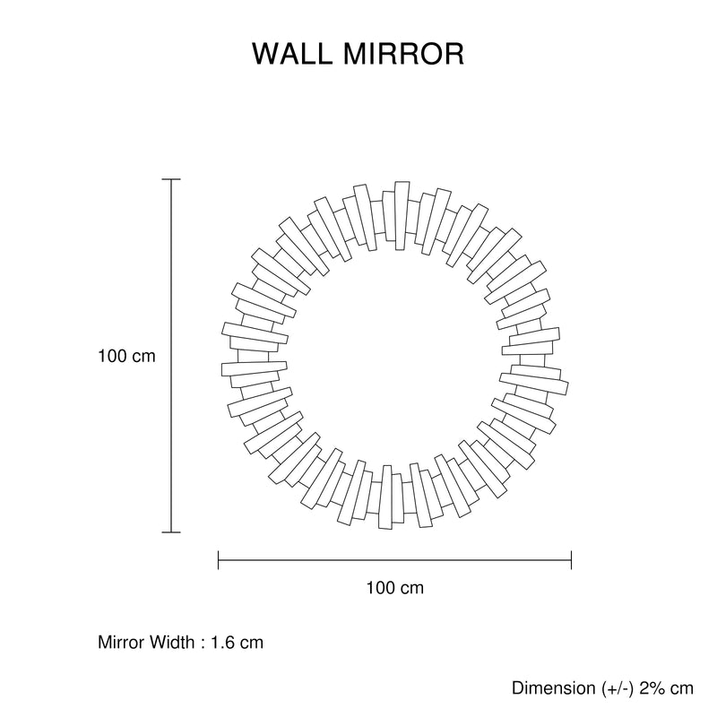 Sunburst Round Wall Mirror with Modern Layered MDF Frame