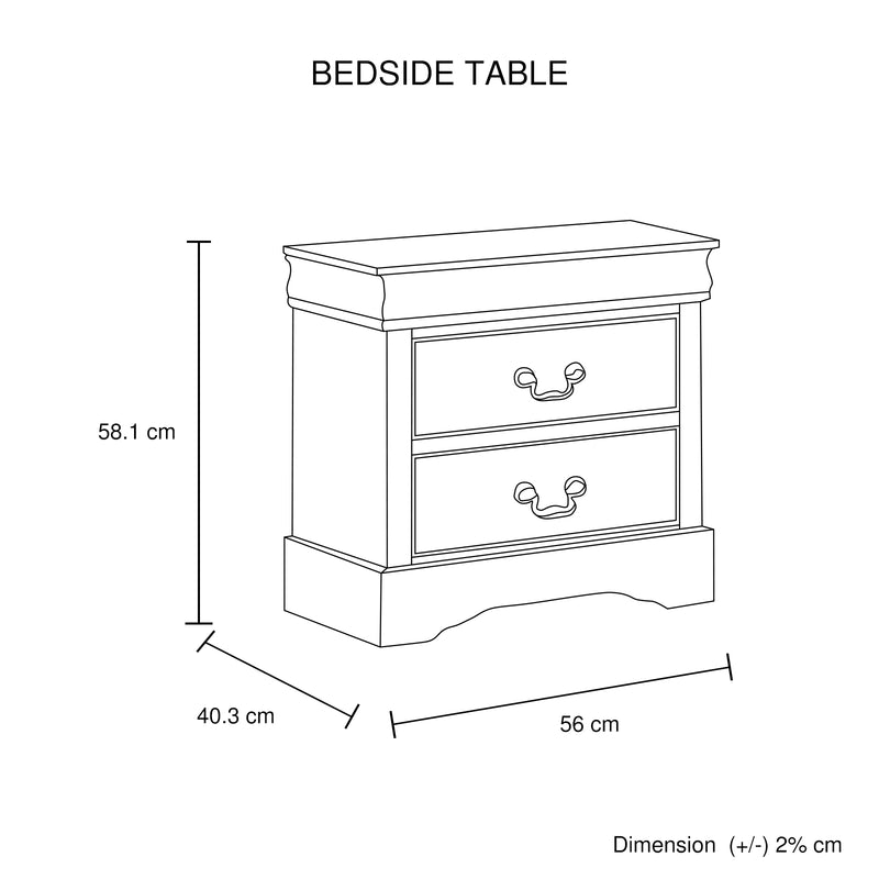 Spencer Solid Wooden Multiple Colour Bedside Table with 2 Drawers
