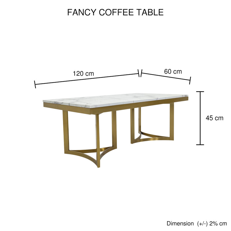 Fancy Coffee Table Stainless Gold Frame & Top Marble in White Colour