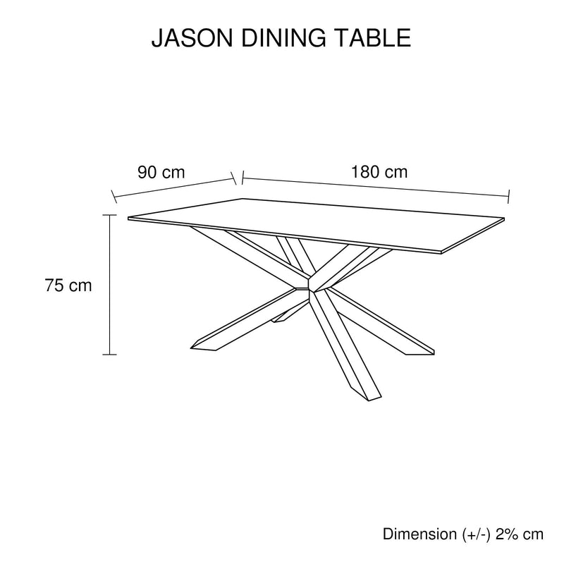 Jason Crisscross Shaped High Gloss Stainless Steel Finish Dining Table