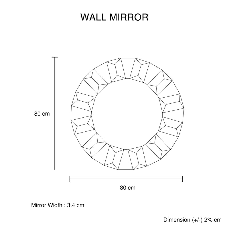 Modern Geometric Round Wall Mirror Elegant Frame MDF Construction