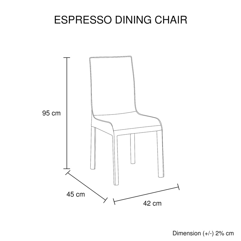 Espresso 2X Dining Chair Leatherette Seat Pad In Black Colour