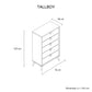 Maxwell Tallboy MDF Particle Board with Melamine Finishing Five Drawers Metal Handles and Legs