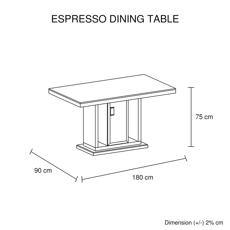 Espresso High Glossy Dining Table Combination of Black & White Colour