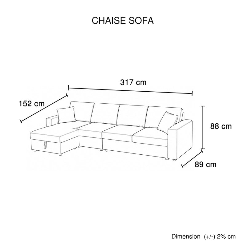 Iris 5-Piece Modular Corduroy Sofa with Storage Chaise