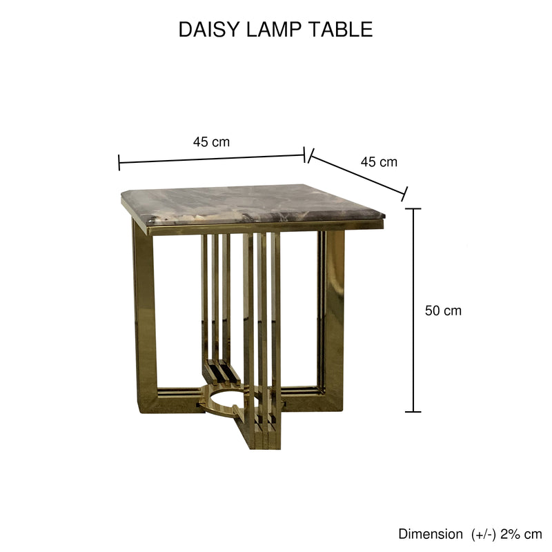 Daisy Square Shape with Faux Marble Top Lamp Table Electroplating Titanium Gold