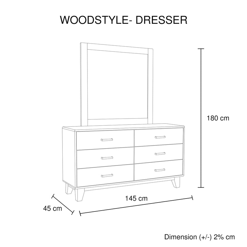 Woodstyle Dresser Solid Timber Light Brown 6 Drawers Rustic Texture