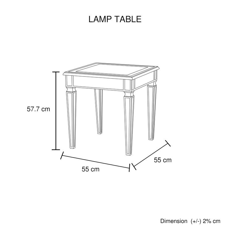 Antique Gold Mirrored Lamp Table MDF Construction with Wooden Legs