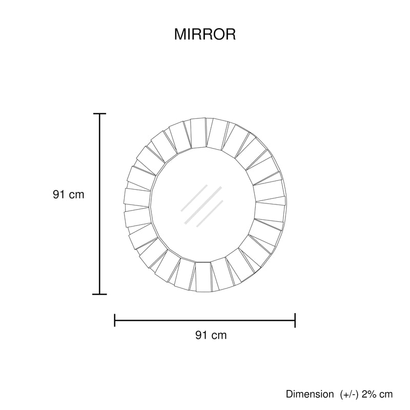 Angel Wall Mirror MDF Round Shape Combination of Black & Silver Colour