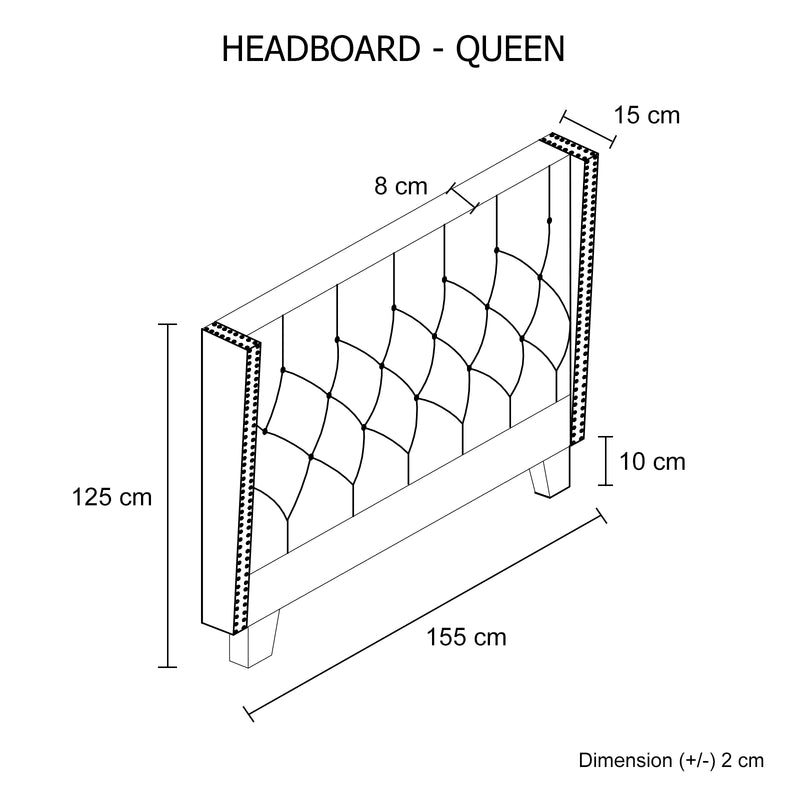 Milano Queen Bed Headboard – Charcoal Linen with Wingback Design