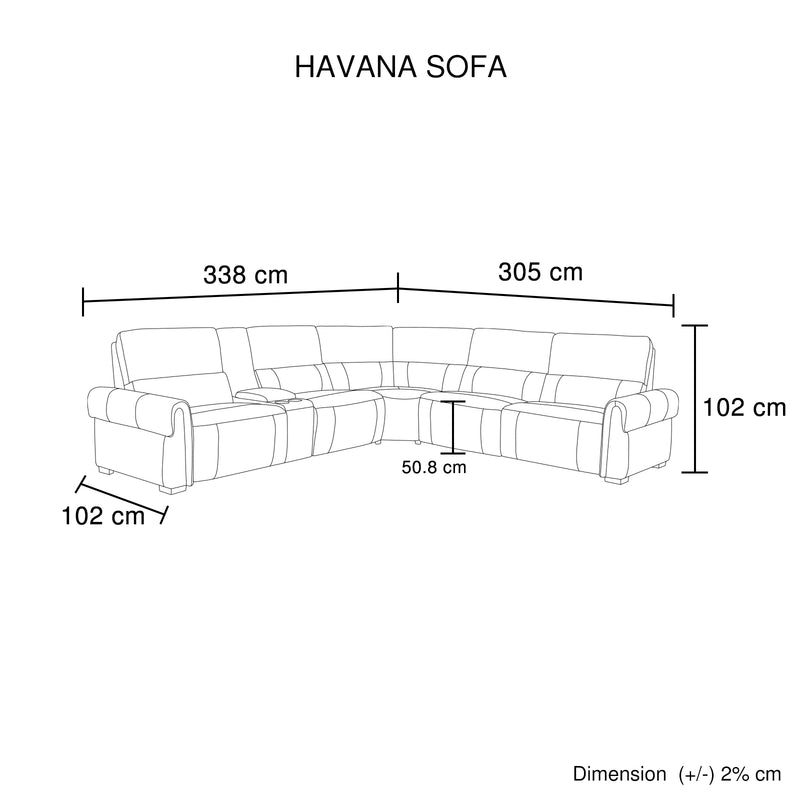 Havana 5 Seater Leather Sofa Zero Gravity Mechanism USB Charger