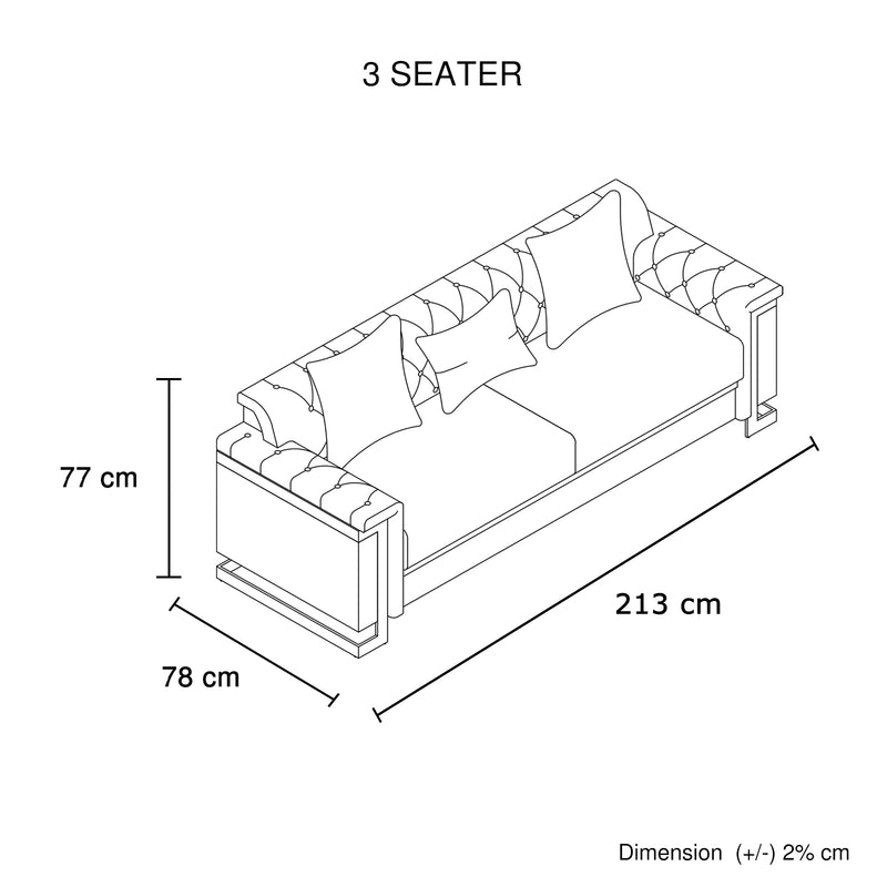 Juliette 3+1+1 Seater Velvet Sofa with Gold Trim – Beige