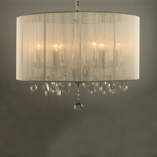 Ceiling Light Glass Crystal Pendant &amp; Metal in White