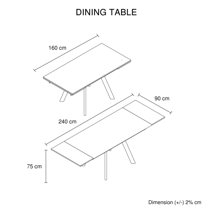 Lena 1x Powder Coating Dining Table with 6pcs Leatherette Padded Upholstery Dining Chair