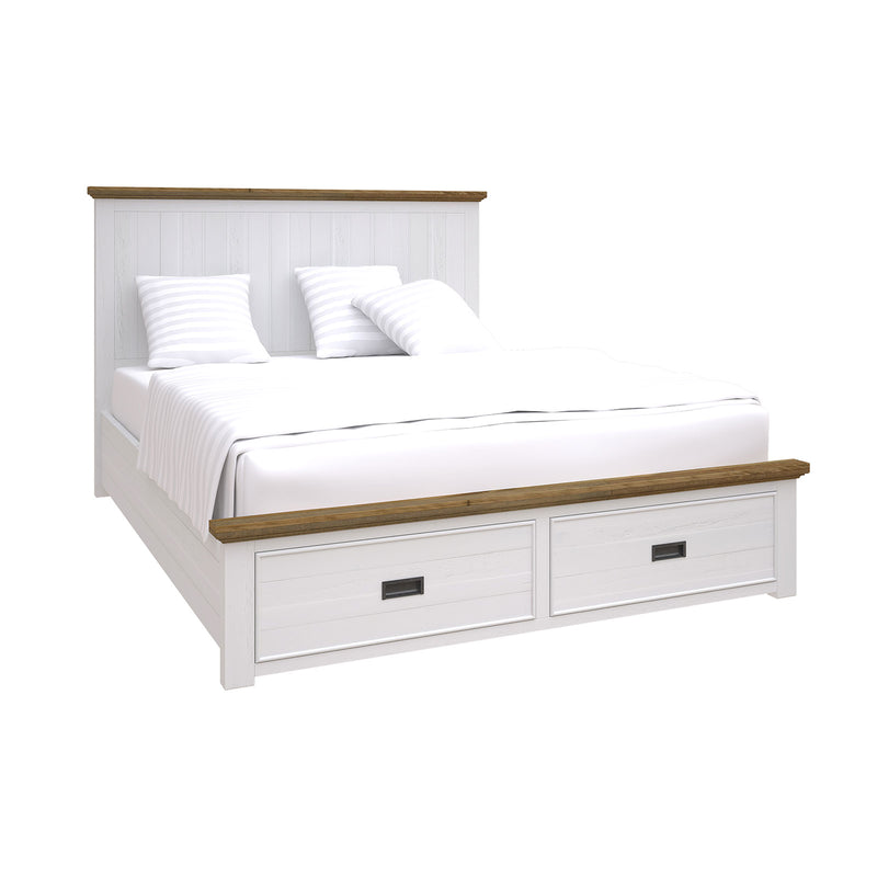 Marley Miami White Pine Wood Bed with Storage Drawers