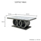 Paradise Coffee Table White Faux Marble Top Aesthetic Metal Made Design on Base Silver Colour