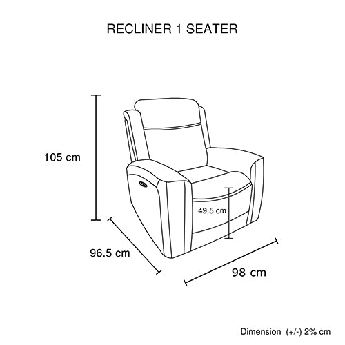 Phoenix 3R+1R+1R Leather Wooden Frame Luxurious Power Recliner