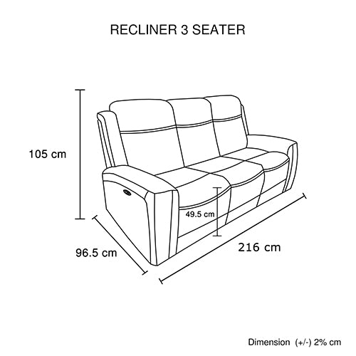 Phoenix 3R+1R+1R Leather Wooden Frame Luxurious Power Recliner