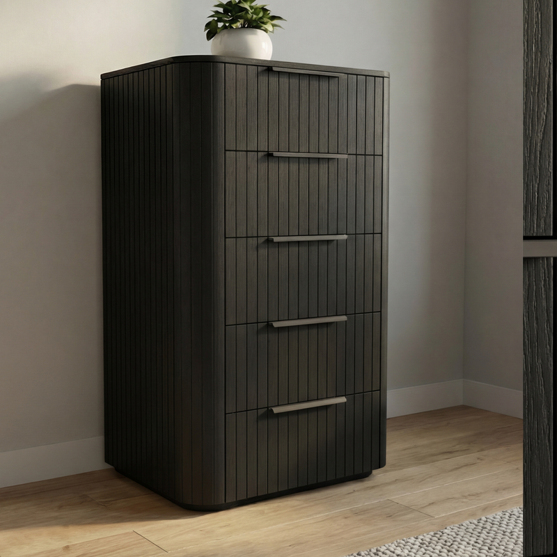 Arlo Multiple Colour MDF Five Drawers Slick Handles Tallboy