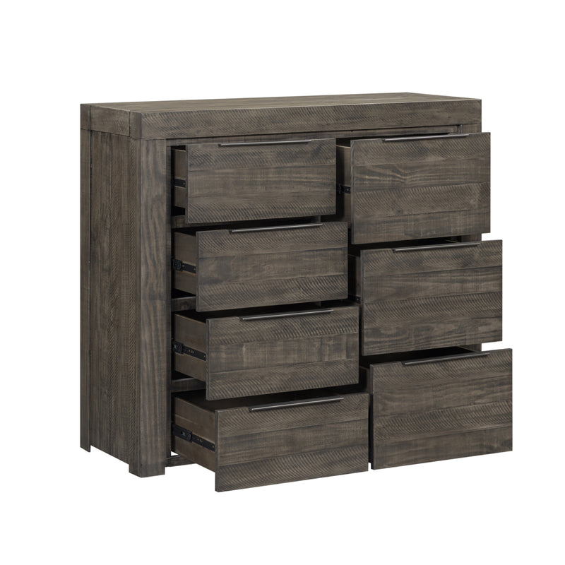 Cromwell Contemporary Grey 7-Drawer Tallboy with Slim Metal Handles