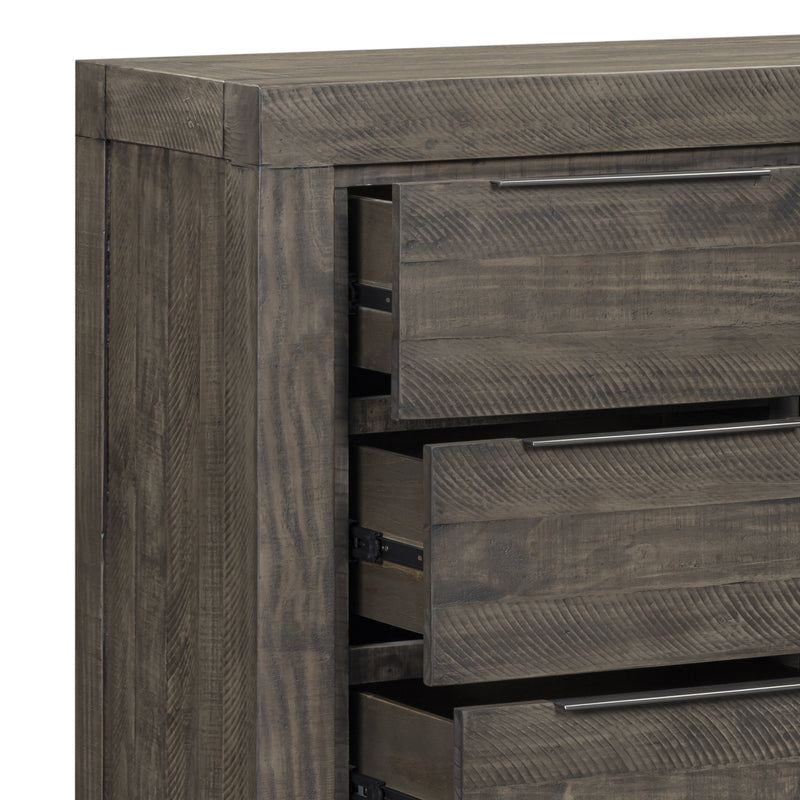 Cromwell Contemporary Grey 7-Drawer Tallboy with Slim Metal Handles