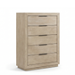 Savannah Oak Color Solid Rubber Wood Tallboy with Storage drawers
