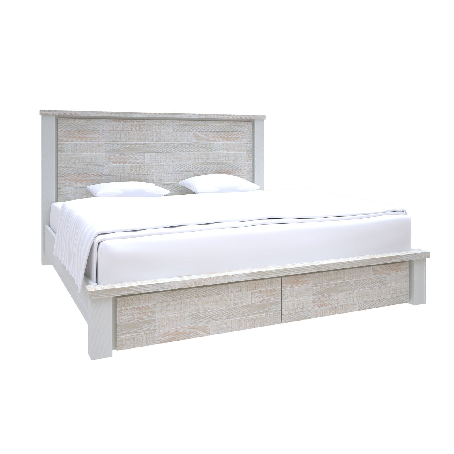 Valencia Coastal Grey and Miami White Colour Storage Multiple Size Bed Frame