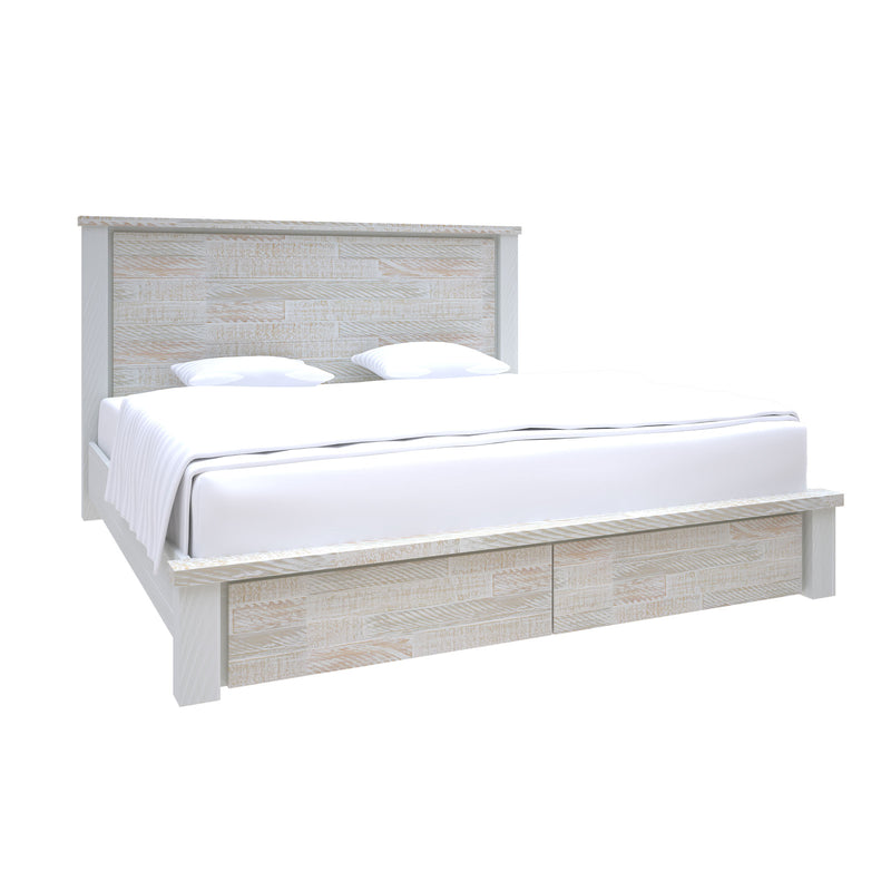 Valencia Coastal Grey and Miami White Colour Storage Multiple Size Solid Pine Timber Bed Frame